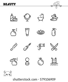 Beauty icon set. Collection of high quality outline symbols for web design, mobile app. Navigation vector thin line icons or logo.