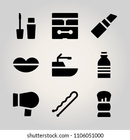 Beauty icon set. face, client, naked and motion vector illustration for web