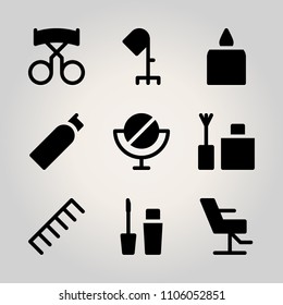 Beauty icon set. facial, reflection, vogue and girl vector illustration for web