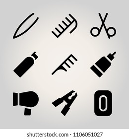 Beauty icon set. retro, model, scrub and brunette vector illustration for web