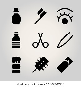 Beauty icon set. scissors, facial, one and long vector illustration for web