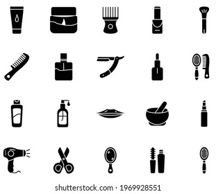 beauty icon set solid style vector for your web, mobile app logo UI design