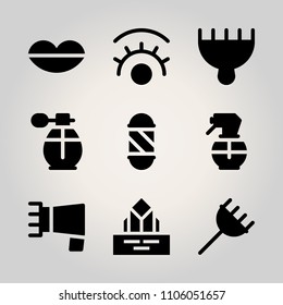 Beauty icon set. trigger, portrait, eyelash and couple vector illustration for web