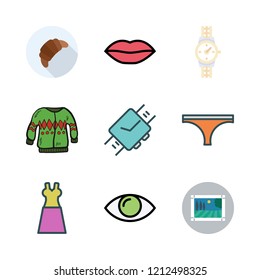 beauty icon set. vector set about image, products, lips and dress icons set.