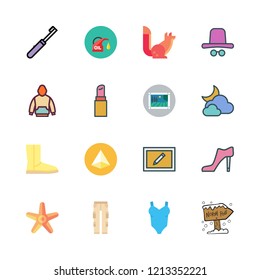 beauty icon set. vector set about hoodie, oil, high heel and north pole icons set.