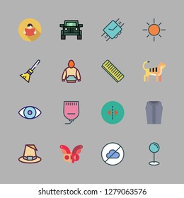 beauty icon set. vector set about cloudless, sun, tiger and comb icons set.