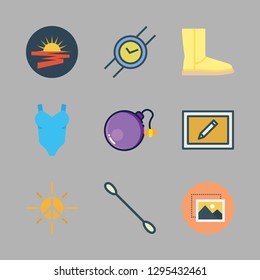 beauty icon set. vector set about image, cotton swab, underwear and bomb icons set.