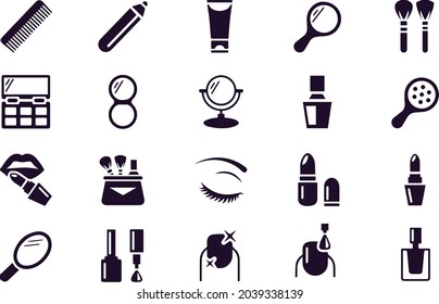 Diseño vectorial del conjunto de iconos de belleza 