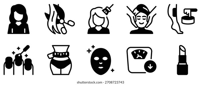 Icono de belleza Vector cosmético de estilo de mezcla sólida para el cuidado de la piel spa maquillaje App ui salón de Web bienestar y cuidado personal marca
