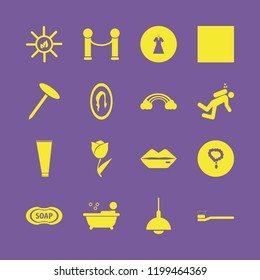 beauty icon. beauty vector icons set lips, female mirror, toothbrush toothpaste and rainbow