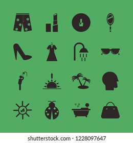 beauty icon. beauty vector icons set man has shower, lipstick, person in bath and shower