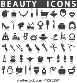 Beauty icons collection - vector silhouette