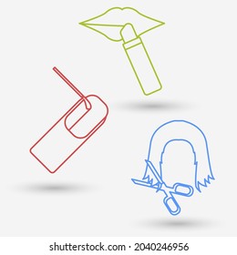 Beauty icons isolated object, vector illustration.