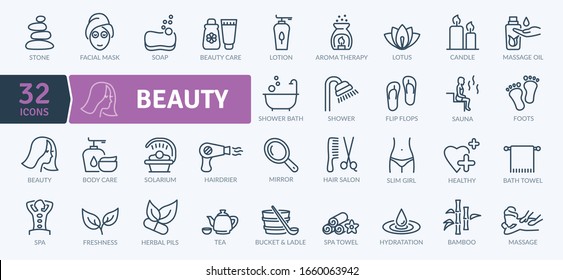 Beauty Icons Pack. Thin line icons set. Flaticon collection set. Simple vector icons