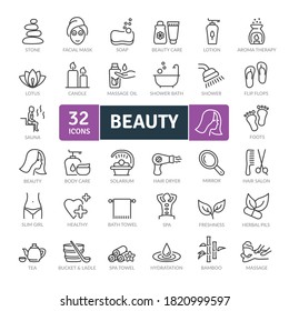 Beauty Icons Pack. Thin line icons set. Flaticon collection set. Simple vector icons