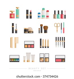 Beauty icons set - cosmetics, vector illustration eps 8.