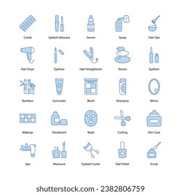 beauty icons set isolate white background vector stock illustration.