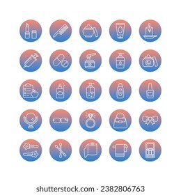 beauty icons set isolate white background vector stock illustration.