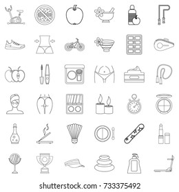 Beauty icons set. Outline style of 36 beauty vector icons for web isolated on white background