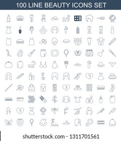 beauty icons. Trendy 100 beauty icons. Contain icons such as bra, comb, female, hairstyle, soap, sandals, baby, mirror, electric razor, butterfly. beauty icon for web and mobile.