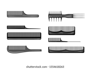 Beauty illustration with combs. Cartoon style. Vector