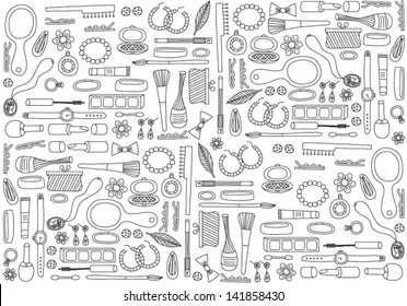 Beauty illustration seamless vector pattern