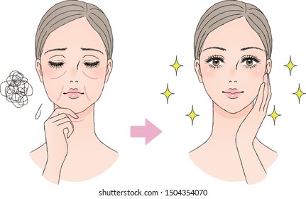 Beauty image to treat sagging faces. Vector