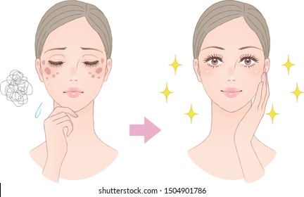 Beauty image to treat skin spots. Vector