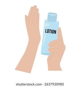 Beauty industry Face and skin care vector illustration of lotion pouring from bottle, on white background for beauty salons, spa centers, magazines, bloggers, brands, online stores and apps