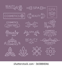 Letras y rizos de la industria de la belleza. Conjunto de vectores
