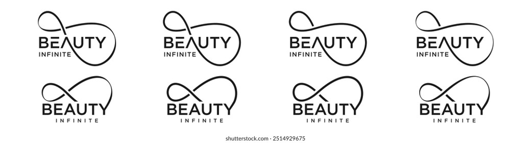 beauty Infinity logo design, wordmark beauty with Infinity icon combination, vector illustration