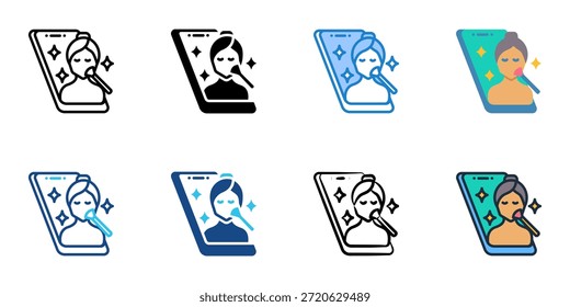 Beauty influencer icons set multiple style collection. Editable stroke 
