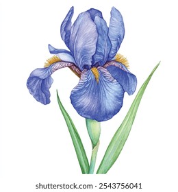 Ilustración de Clipart de acuarela de flor de iris de belleza