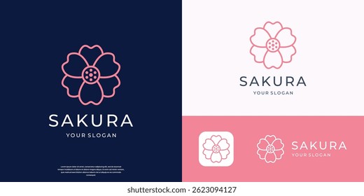 beauty japanese cherry blossom logo icon design inspiration