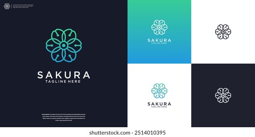 Modelo de design de logotipo de flor de cereja de flor japonês de beleza.