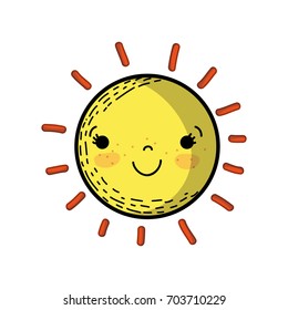 beauty kawaii and happy sun design