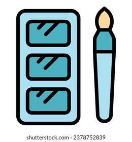 Beauty kit icon outline vector. Makeup brush. Cosmetic tool color flat