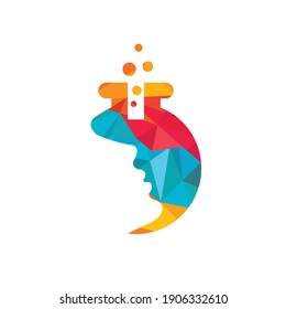 Beauty Lab vector logo design template. Illustration beauty women or girl with glass lab icon.	