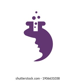Plantilla de diseño de logotipo vectorial de Beauty Lab. Ilustración de mujeres o niñas de belleza con ícono de laboratorio de vidrio.	