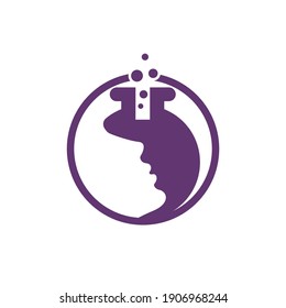 Beauty Lab vector logo design template. Illustration beauty women or girl with glass lab icon.	