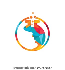 Beauty Lab vector logo design template. Illustration beauty women or girl with glass lab icon.	