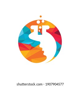 Beauty Lab vector logo design template. Illustration beauty women or girl with glass lab icon.	