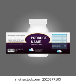  Beauty label, supplement bottle vector, white plastic Pills box, White medical