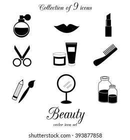 Beauty, lady, cosmetics, make up icon set. Vector illustration.