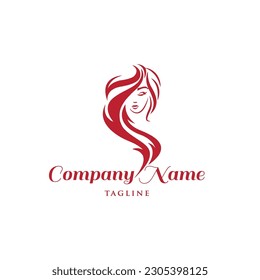 beauty lady hair logo design