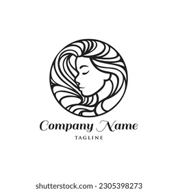 beauty lady hair logo design