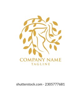beauty lady hair logo design