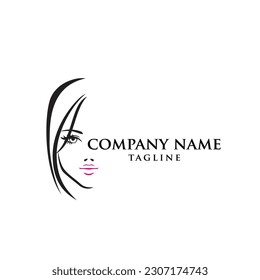 beauty lady hair logo design