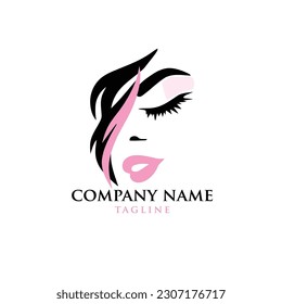 beauty lady hair logo design