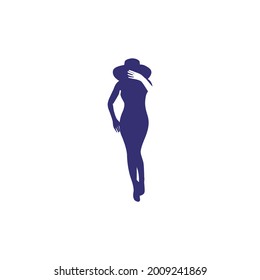 Beauty lady logo design inspiration, women logo design with hat vector illustration isolated on white background